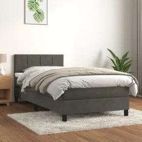 Box spring bed with dark gray velvet mattress 90x190 cm by vidaXL, Beds and slatted bases - Ref: Foro24-3141276, Price: 283,4...