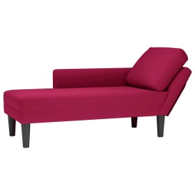 Tumbona con almohada y reposabrazo derecho terciopelo rojo vino en Divanes | Comprar online en Foru.es