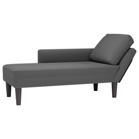 Chaise longue con cojín de tela de pana gris oscuro en Divanes | Comprar online en Foru.es