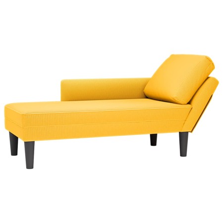 Chaise longue con cojín de tela de pana amarillo claro en Divanes | Comprar online en Foru.es