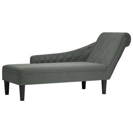 Tumbona con almohada y reposabrazo derecho tela gris oscuro en Divanes | Comprar online en Foru.es