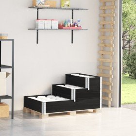 Arriate elevado de 3 niveles madera maciza pino negro 120x80 cm en Macetas y jardineras | Comprar online en Foru.es