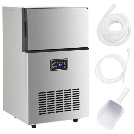 Máquina de hacer cubitos de hielo plateada 45 kg/24 h de vidaXL, Máquinas de hielo - Ref: Foro24-153682, Precio: 415,72 €, De...