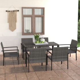 Juego de comedor para jardín 7 piezas ratán sintético gris en Conjuntos de jardín | Comprar online en Foru.es