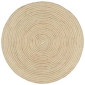 Handgewebter Juteteppich, weißes Spiraldesign, 120 cm von vidaXL, Teppiche - Ref: Foro24-133717, Preis: 48,90 €, Rabatt: %
