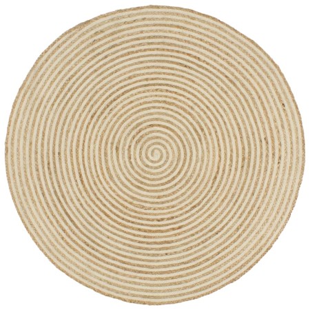 Alfombra de yute tejida a mano diseño espiral blanco 120 cm de vidaXL, Alfombras - Ref: Foro24-133717, Precio: 49,89 €, Descu...
