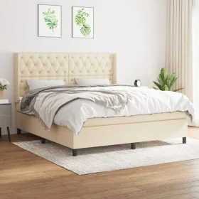 Cama box spring con colchón tela color crema 160x200 cm de vidaXL, Camas y somieres - Ref: Foro24-3131686, Precio: 618,10 €, ...