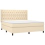 Cama box spring con colchón tela color crema 160x200 cm de vidaXL, Camas y somieres - Ref: Foro24-3131686, Precio: 635,41 €, ...