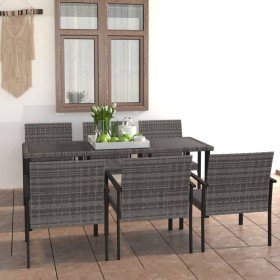 Juego de comedor para jardín 7 piezas ratán sintético gris en Conjuntos de jardín | Comprar online en Foru.es