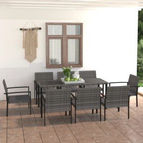 Juego de comedor para jardín 9 piezas ratán sintético gris en Conjuntos de jardín | Comprar online en Foru.es