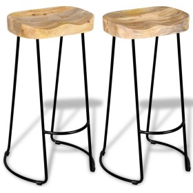 Taburetes de barra de cocina 2 unidades madera maciza de mango de vidaXL, Taburetes de cocina - Ref: Foro24-244010, Precio: 1...
