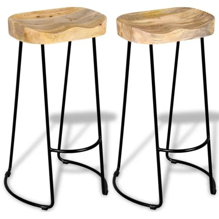 Taburetes de barra de cocina 2 unidades madera maciza de mango de vidaXL, Taburetes de cocina - Ref: Foro24-244010, Precio: 1...