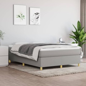 Estructura de cama de tela gris claro 140x200 cm de vidaXL, Camas y somieres - Ref: Foro24-3120961, Precio: 129,88 €, Descuen...