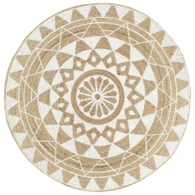 Alfombra de yute tejida a mano con estampado blanco 150 cm de vidaXL, Alfombras - Ref: Foro24-133697, Precio: 66,09 €, Descue...