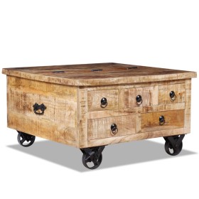 Mesa de centro de madera de mango rugosa 70x70x40 cm de vidaXL, Mesas de centro - Ref: Foro24-243979, Precio: 221,43 €, Descu...