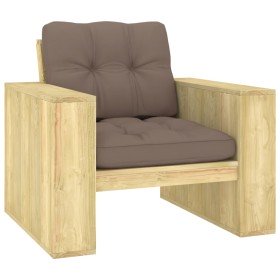 Silla de jardín y cojines gris taupe madera pino impregnada en Sillas de jardín | Comprar online en Foru.es