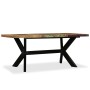 Mesa de comedor madera maciza reciclada y acero cruzado 180 cm de vidaXL, Mesas de cocina y de comedor - Ref: Foro24-244804, ...