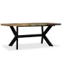 Mesa de comedor madera maciza reciclada y acero cruzado 180 cm de vidaXL, Mesas de cocina y de comedor - Ref: Foro24-244804, ...