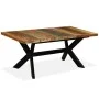 Mesa de comedor madera maciza reciclada y acero cruzado 180 cm de vidaXL, Mesas de cocina y de comedor - Ref: Foro24-244804, ...