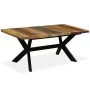 Mesa de comedor madera maciza reciclada y acero cruzado 180 cm de vidaXL, Mesas de cocina y de comedor - Ref: Foro24-244804, ...