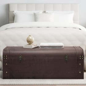 Cofre con pestillos contrachapada marrón 110x50x39,5 cm en Baúles de almacenamiento | Comprar online en Foru.es