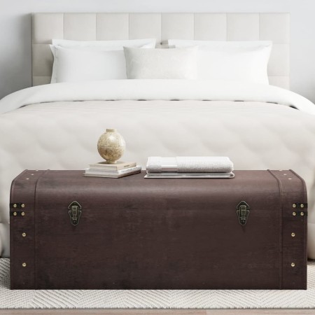 Cofre con pestillos contrachapada marrón 110x50x39,5 cm en Baúles de almacenamiento | Comprar online en Foru.es