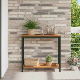 Mesa de exterior con estante Natural y negro 80 x 35 x 75 cm en Mesas de jardín | Comprar online en Foru.es