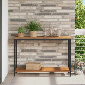 Mesa de exterior con estante Natural y negro 110 x 35 x 75 cm en Mesas de jardín | Comprar online en Foru.es