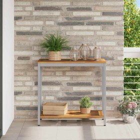 Mesa de exterior con estante Natural y Gris 80 x 35 x 75 cm en Mesas de jardín | Comprar online en Foru.es