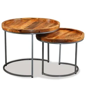 Set de mesas auxiliares 2 uds madera maciza de mango de vidaXL, Mesas auxiliares - Ref: Foro24-244585, Precio: 175,68 €, Desc...