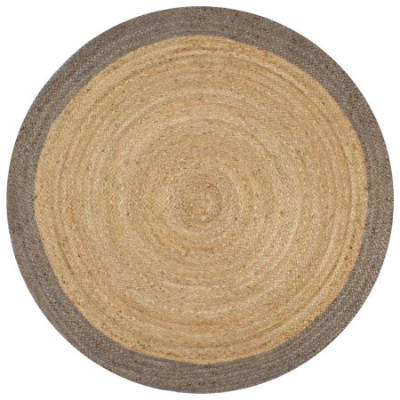 Alfombra hecha a mano de yute con borde gris 150 cm de vidaXL, Alfombras - Ref: Foro24-133676, Precio: 56,05 €, Descuento: %