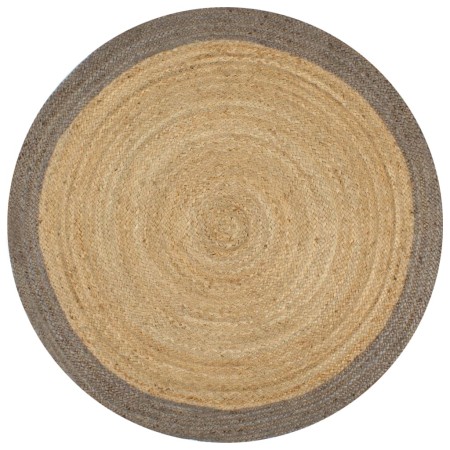 Alfombra hecha a mano de yute con borde gris 90 cm de vidaXL, Alfombras - Ref: Foro24-133674, Precio: 41,93 €, Descuento: %