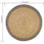 Alfombra hecha a mano de yute con borde gris 90 cm de vidaXL, Alfombras - Ref: Foro24-133674, Precio: 40,74 €, Descuento: %