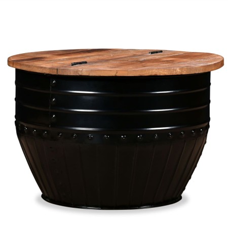Mesa de centro de madera maciza reciclada negra forma de barril de vidaXL, Mesas de centro - Ref: Foro24-245255, Precio: 175,...