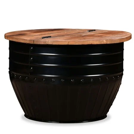 Mesa de centro de madera maciza reciclada negra forma de barril de vidaXL, Mesas de centro - Ref: Foro24-245255, Precio: 166,...