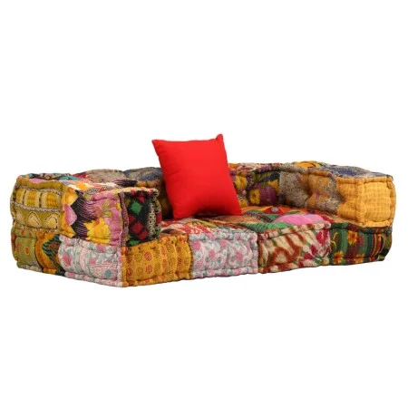 Puf modular de 2 plazas de tela patchwork de vidaXL, Cojines para sillas y sofás - Ref: Foro24-244987, Precio: 270,86 €, Desc...
