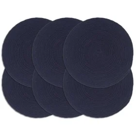 Mantel individual 6 uds liso redondo algodón azul marino 38 cm de vidaXL, Manteles individuales - Ref: Foro24-133851, Precio:...