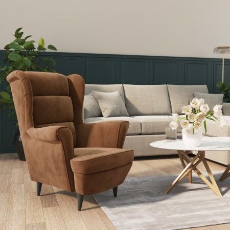 Sillón de terciopelo marrón de vidaXL, Sillones - Ref: Foro24-324067, Precio: 219,29 €, Descuento: %