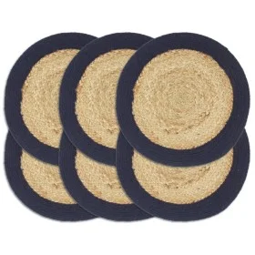 Placemat 6 pcs jute and natural cotton navy blue 38cm by vidaXL, Placemats - Ref: Foro24-133863, Price: 24,68 €, Discount: %