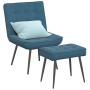 Sillón de relax con reposapiés terciopelo azul en Sillas | Comprar online en Foru.es