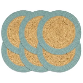 Placemat 6 pcs jute and natural and green cotton 38 cm by vidaXL, Placemats - Ref: Foro24-133865, Price: 30,23 €, Discount: %