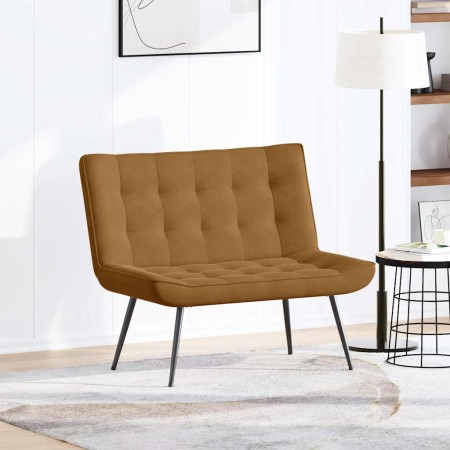Banco de terciopelo marrón 110x74x84 cm en Bancos | Comprar online en Foru.es