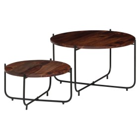 Set de mesas de centro 2 uds madera maciza de sheesham 60x35 cm de vidaXL, Mesas de centro - Ref: Foro24-246015, Precio: 74,7...