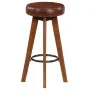 Taburetes de cocina 2 uds cuero auténtico madera maciza acacia de vidaXL, Taburetes de cocina - Ref: Foro24-246260, Precio: 1...