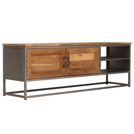 Mueble para TV madera de teca reciclada y acero 120x30x40 cm de vidaXL, Muebles TV - Ref: Foro24-246281, Precio: 157,23 €, De...