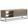 Mueble para TV madera de teca reciclada y acero 120x30x40 cm de vidaXL, Muebles TV - Ref: Foro24-246281, Precio: 173,41 €, De...