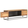 Mueble para TV madera de teca reciclada y acero 120x30x40 cm de vidaXL, Muebles TV - Ref: Foro24-246281, Precio: 173,41 €, De...