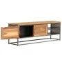 Mueble para TV madera de teca reciclada y acero 120x30x40 cm de vidaXL, Muebles TV - Ref: Foro24-246281, Precio: 157,23 €, De...