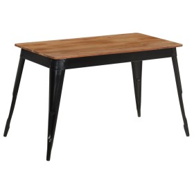 Mesa de comedor de madera maciza de acacia y acero 120x60x76 cm de vidaXL, Mesas de cocina y de comedor - Ref: Foro24-246295,...
