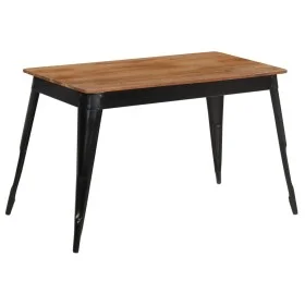 Mesa de comedor de madera maciza de acacia y acero 120x60x76 cm de vidaXL, Mesas de cocina y de comedor - Ref: Foro24-246295,...